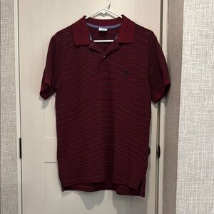 Men's Burgundy Striped Polo Shirt